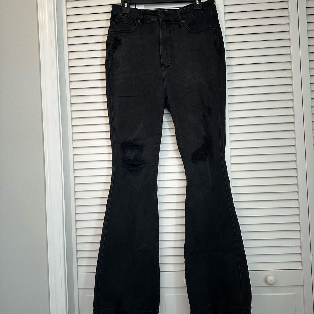 Judy Blue Black Distressed Flare Jeans